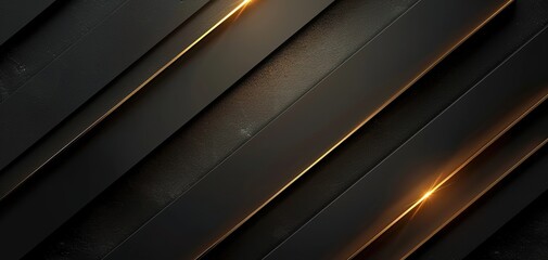 Abstract black and gold geometric background with diagonal lines and glowing accents.