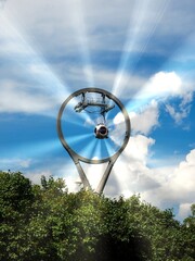 Technologies of the future, the exit of the transport capsule from the teleport. Screen saver,background.LYMPUS DIGITAL CAMERA