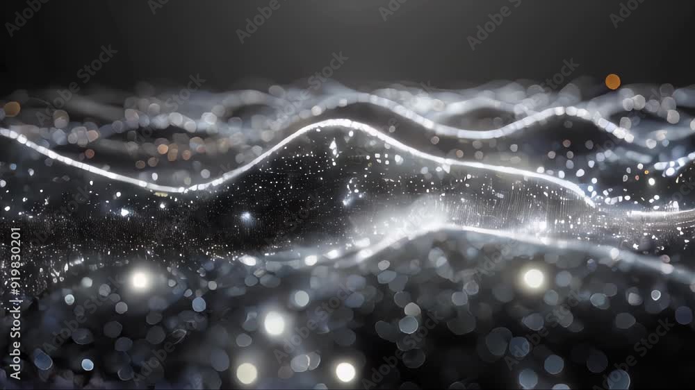 Poster abstract digital background with glowing particles. futuristic wave