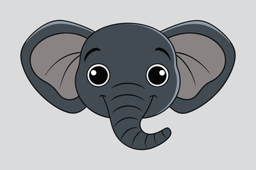 Abstract Geometric African Bush Elephant Silhouette - Cute Kawaii Cartoon Animal Vector Logo