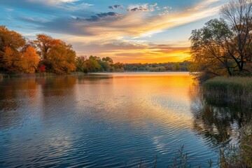 sunset over the river