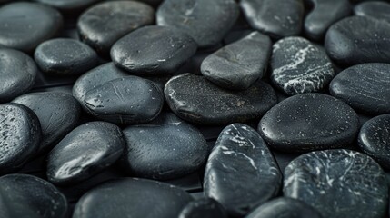 Black stones as a background for product display stand