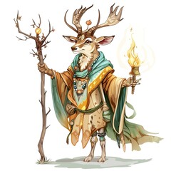 Obraz premium Antelope Enchanter Occupation fantasy animal cartoon isolated whitebackground