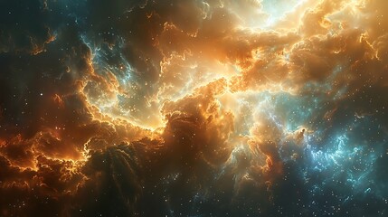 Fototapeta premium Vast expanse of swirling nebulae and galaxies The Book of Thoth floats amidst them its pages glowing with the secrets of creation and the ongoing story of the cosmos