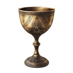 PNG Ornate bronze chalice displayed on a simple surface with intricate designs and a sturdy base, showcasing craftsmanship and artistry
