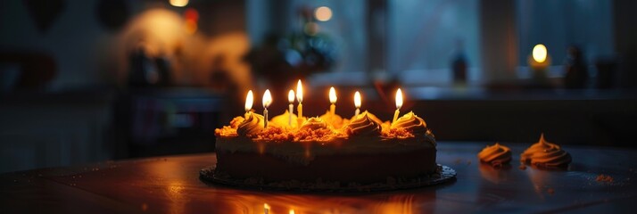 Candlelit Birthday Cake for Celebration