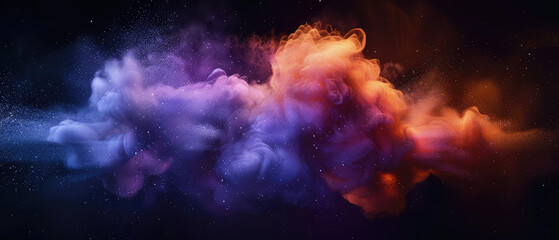 Fototapeta premium Vibrant swirl of purple and orange nebula in space