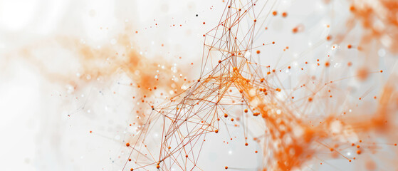 Intricate orange network of interconnected nodes and lines