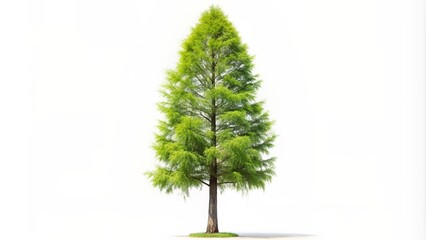 Tall and slender bald cypress tree isolated on white background, bald cypress, tree, isolated, white background, nature, green