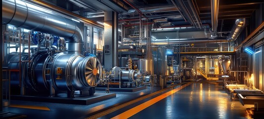 Industrial boiler room