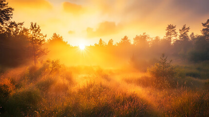 Morning Splendor: Sunlight Filtering Through Tree Canopy