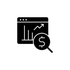 Financial Analytics Icon - Detailed Data Analysis, Economic Trends Visualization, Business Growth Chart, Financial Information Magnifying Glass Illustration, Revenue Increase, Statistical Evaluation