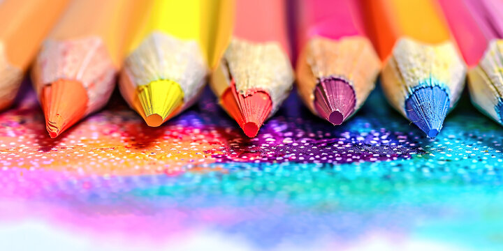 Macro photo of multi-colored pencils