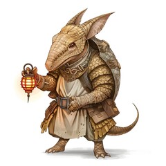 Obraz premium Armadillo Summoner Occupation fantasy animal cartoon isolated whitebackground
