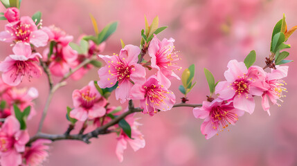 Obraz premium Lovely peach vine in bloom in the springtime environment