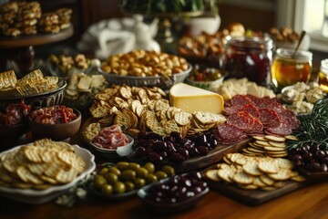 Fototapeta premium Food table with various dishes