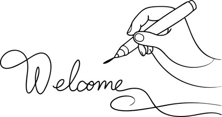 Hand Drawing Welcome Sign In Calligraphy Style
