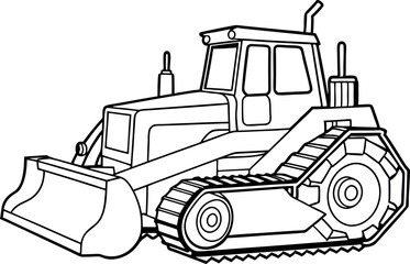 Black and White Bulldozer Illustration for Construction Projects