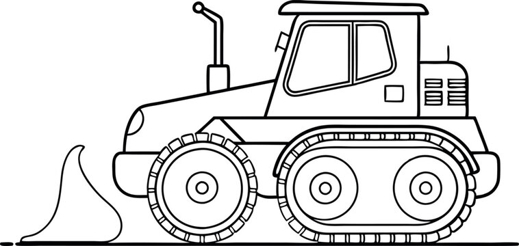 recommend clip art: Black and White Illustration of a Snow Plow Tractor