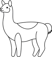 Simple Outline Drawing of a Cute Llama