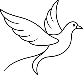 Simple Line Drawing of A Flying Dove