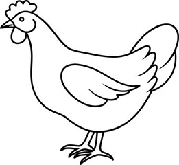 Simple Chicken Outline Drawing for Coloring Pages