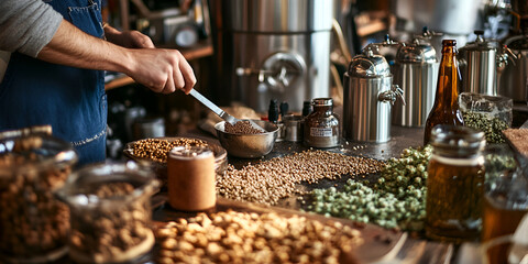  Bearded Man with Tattoos Working at a Coffee Shop