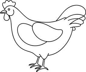 Simple Chicken Outline Drawing for Kids or Coloring