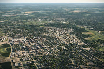 Obraz premium Technical aerial visual, 3D LiDAR GIS aerial map satellite scan model isolated, showing Overland Park. Elevation, topography, render