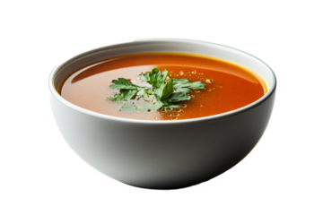 a bowl of soup with separated from white and transparent background