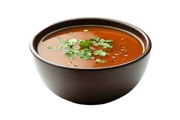 a bowl of soup with par separated from white and transparent background