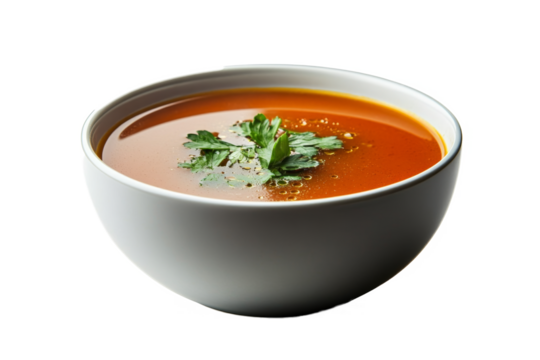 a bowl of soup with separated from white and transparent background