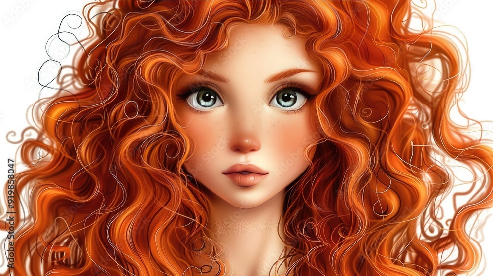 Canvas Prints A beautiful girl with curly hair