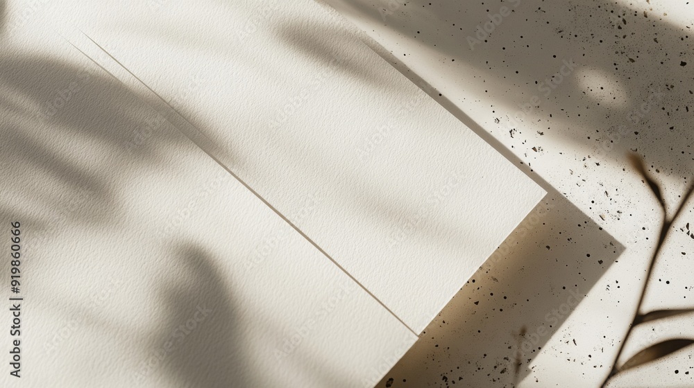 Fototapete Soft shadows fall elegantly on a light paper surface, accentuating the simplicity of the design and creating a serene atmosphere.