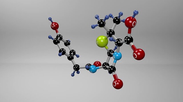  Molecular structure of penicillin III, potent antibiotic against streptococcus nas spirochetes bacteria.