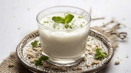Beverage Borhani Asia Bangladesh yogurt drink traditional Bangladeshi beverage white background
