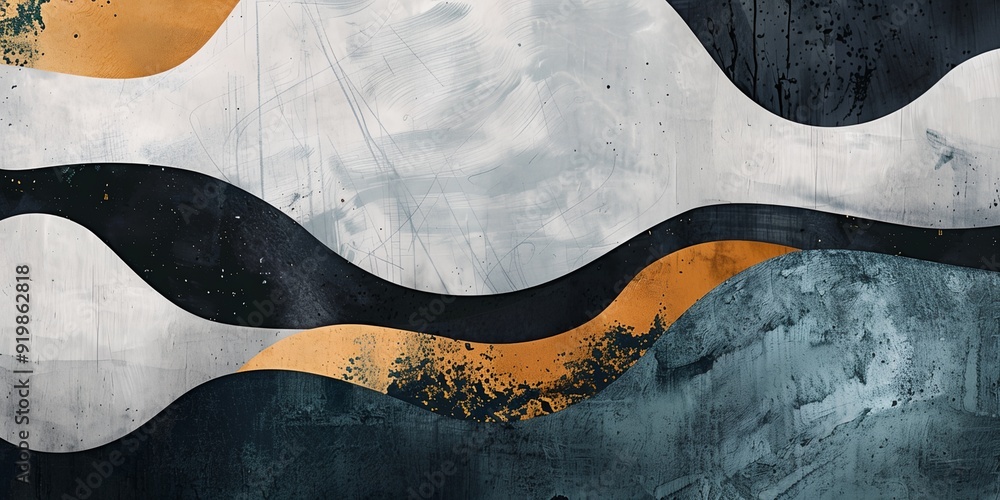 Poster a painting of a wave with a splash of color. the painting is abstract and has a sense of movement