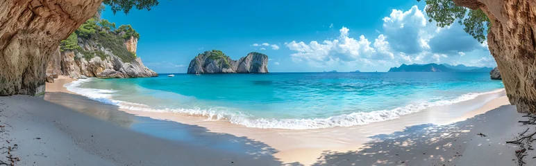 Selbstklebende Fototapeten Cathedral Cove Beach Panorama Summer © nagulan