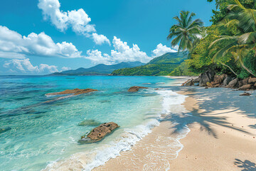 Obraz premium Takamaka Beach on Mahé, Seychelles