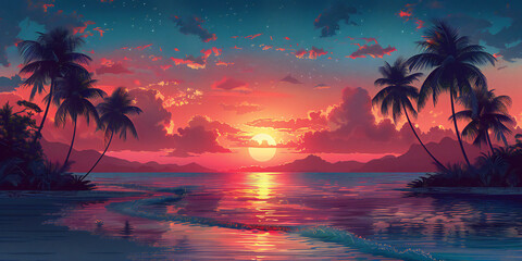 Summer Beach Background Set