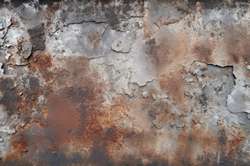 Obraz premium Processed collage of old rusty metal sheet texture in daylight. Background for banner