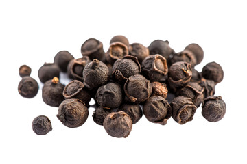 Obraz premium a pile black seeds of separated from white and transparent background