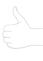 illustration d'une main avec le pouce lever, dessin au trait 