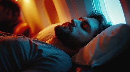Man in bed with eyes closed