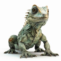 Fototapeta premium Basilisk 3D fantasy animal cartoon isolated whitebackground