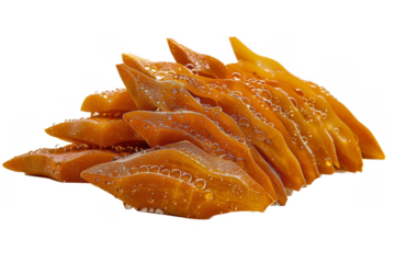 a pile of orange peels separated from white and transparent background