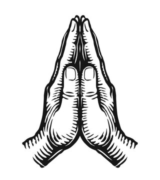 recommend clip art: Pray, faith and hope emblem. Hands in praying position sketch. Hand drawn vector illustration