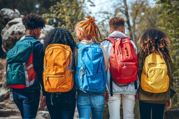 Students with Ergonomic School Backpacks for Comfortable and Supportive Carrying