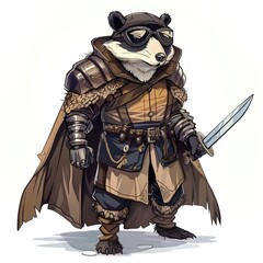 Fototapeta premium Badger Soldier Occupation fantasy animal cartoon isolated whitebackground