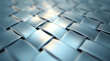 Obraz premium A close up of a silver woven fabric with a shiny, reflective surface